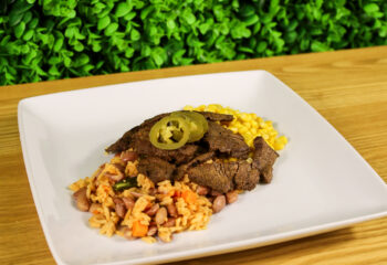 CARNE ASADA PLATE W RICE & BEANS*