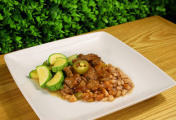 CARNE GUISADA W BEANS & CALABAZA*